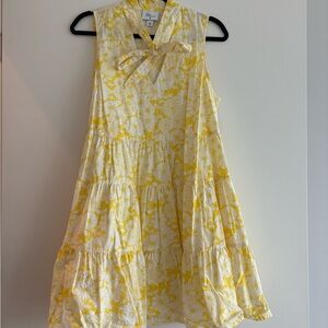 Lisa Marie Fernandez Yellow and White Tiered Tie Front Sundress
